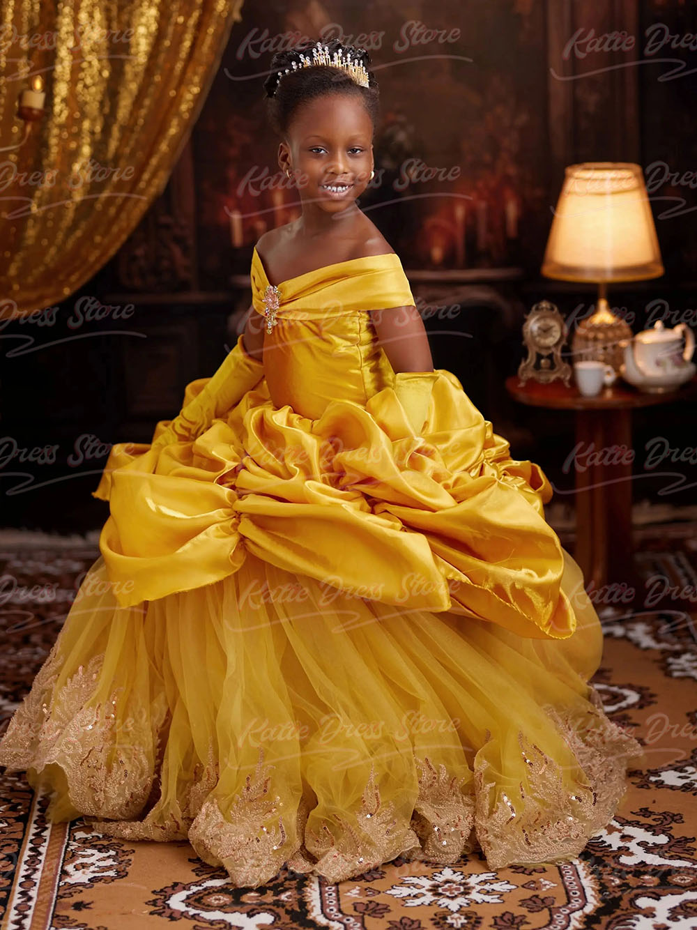 Customized Yellow Princess Flo - Embroidery Yellow Dress review and price